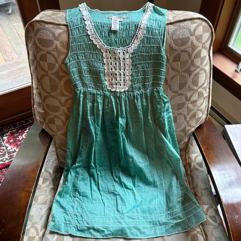 Max Studio Dress Crochet stretchy gathered top lightweight cotton medium